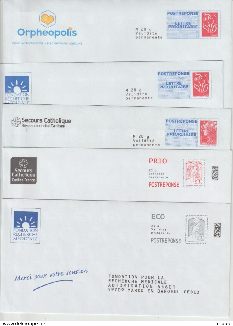 France lot de 38 PAP réponse neufs (24 petites et 14 grandes enveloppes) voir scans