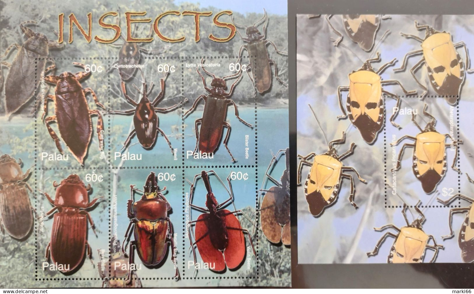 Palau - 2003 - Insects - Beetles - Mint Stamp Sheetlet + Souvenir Sheet - Palau