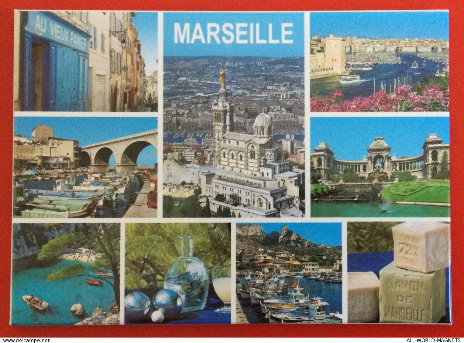 Marseille City Views Fridge Magnet, France - Magnetos