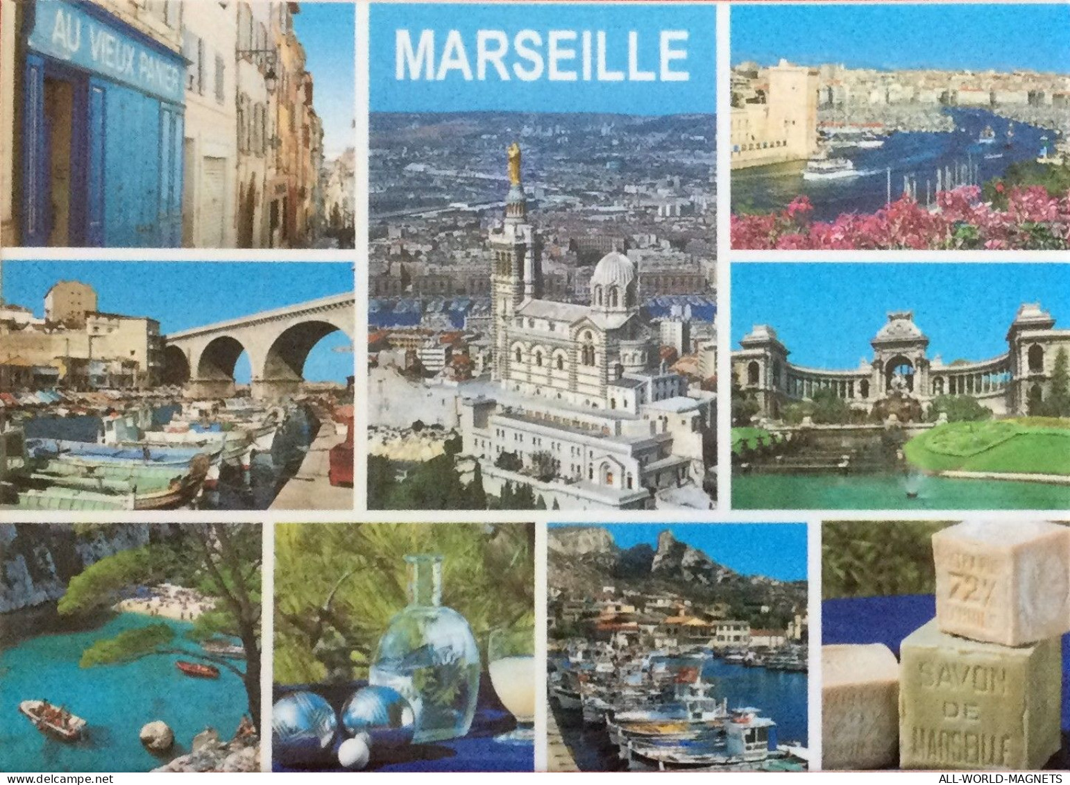 Marseille City Views Fridge Magnet, France - Magnete