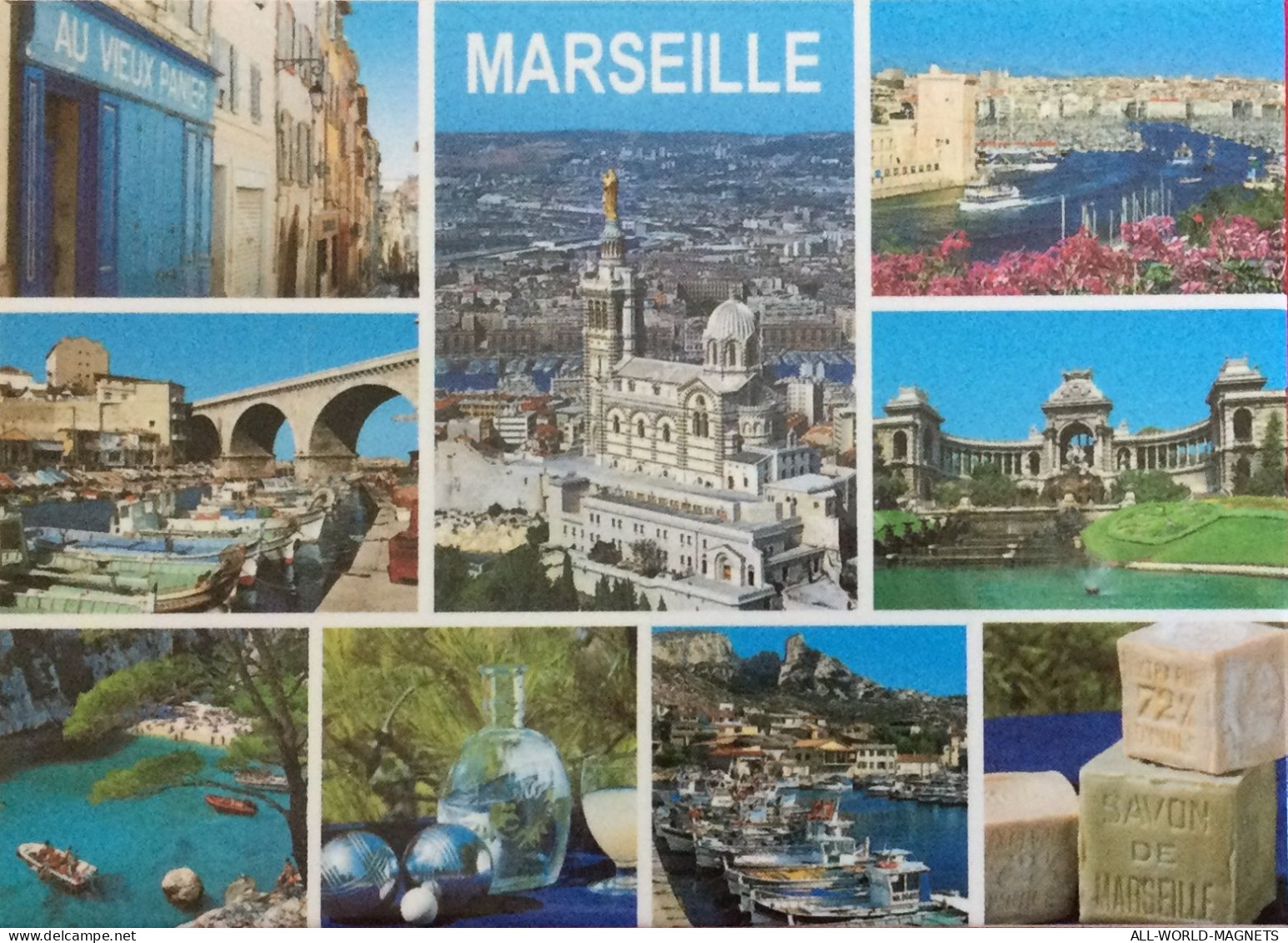 Marseille City Views Fridge Magnet, France - Magnetos