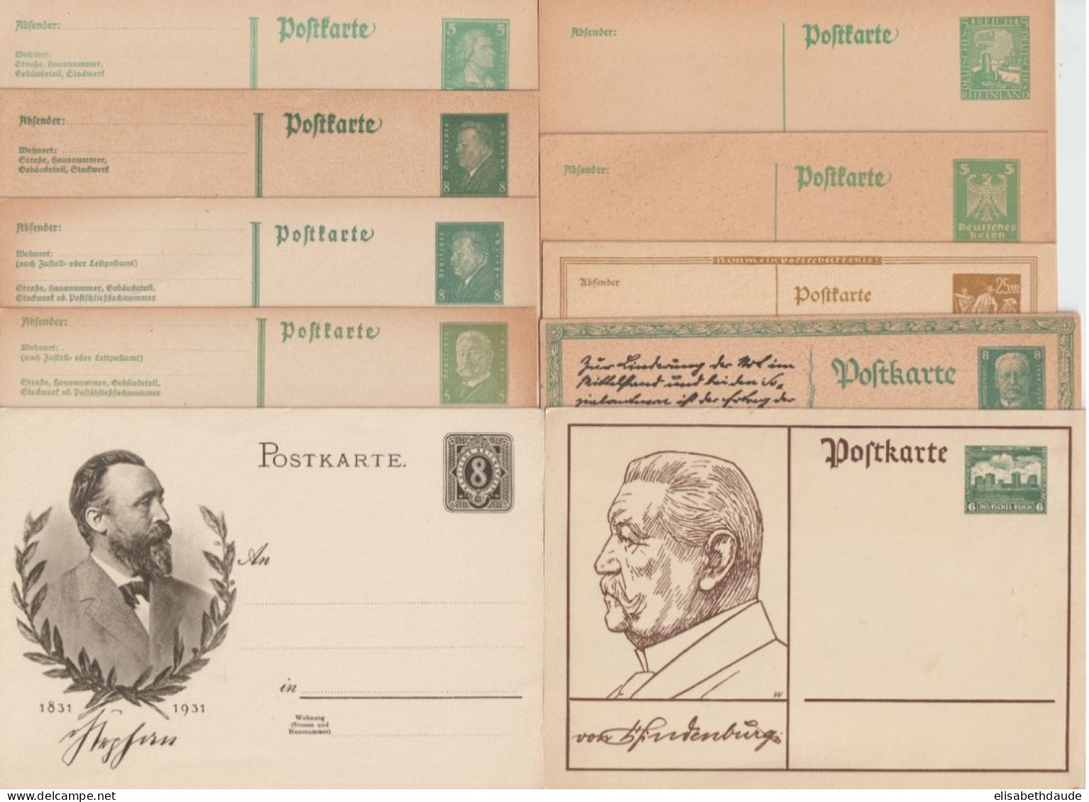 1923/1931 - WEIMAR - 10 ENTIERS POSTAUX TOUS DIFFERENTS NEUFS ! - Tarjetas