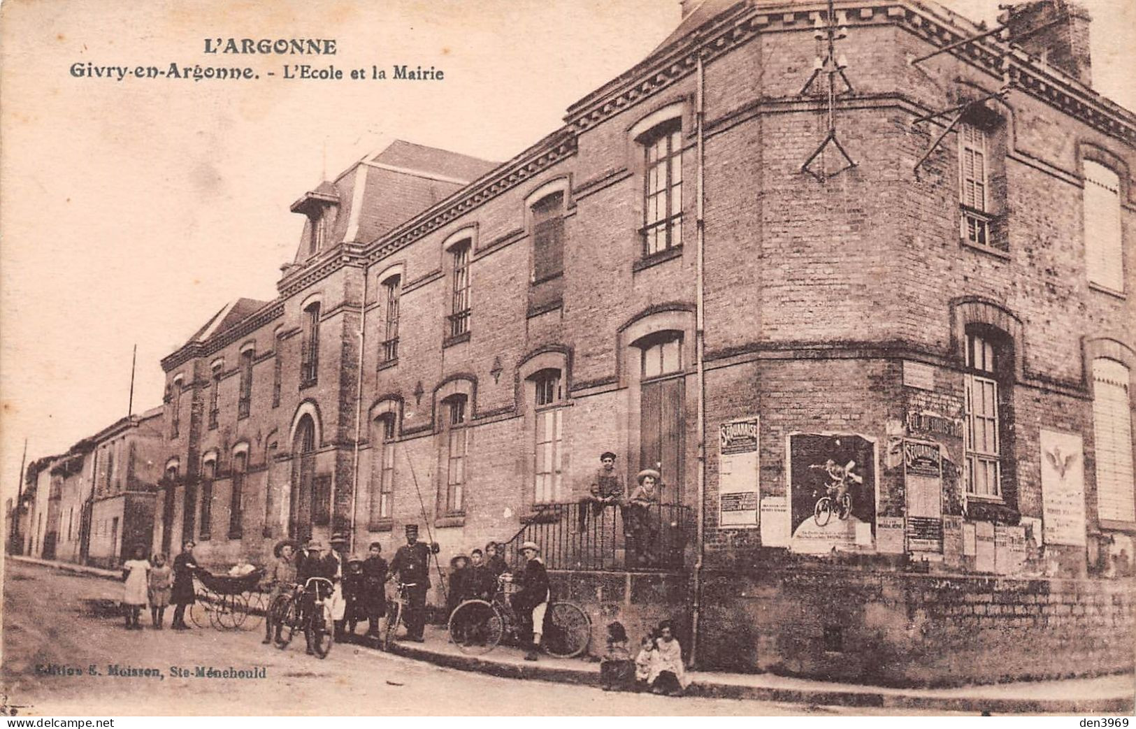 GIVRY-en-ARGONNE (Marne) - L'Ecole Et La Mairie - Ecrit 1916 (2 Scans) - Givry En Argonne