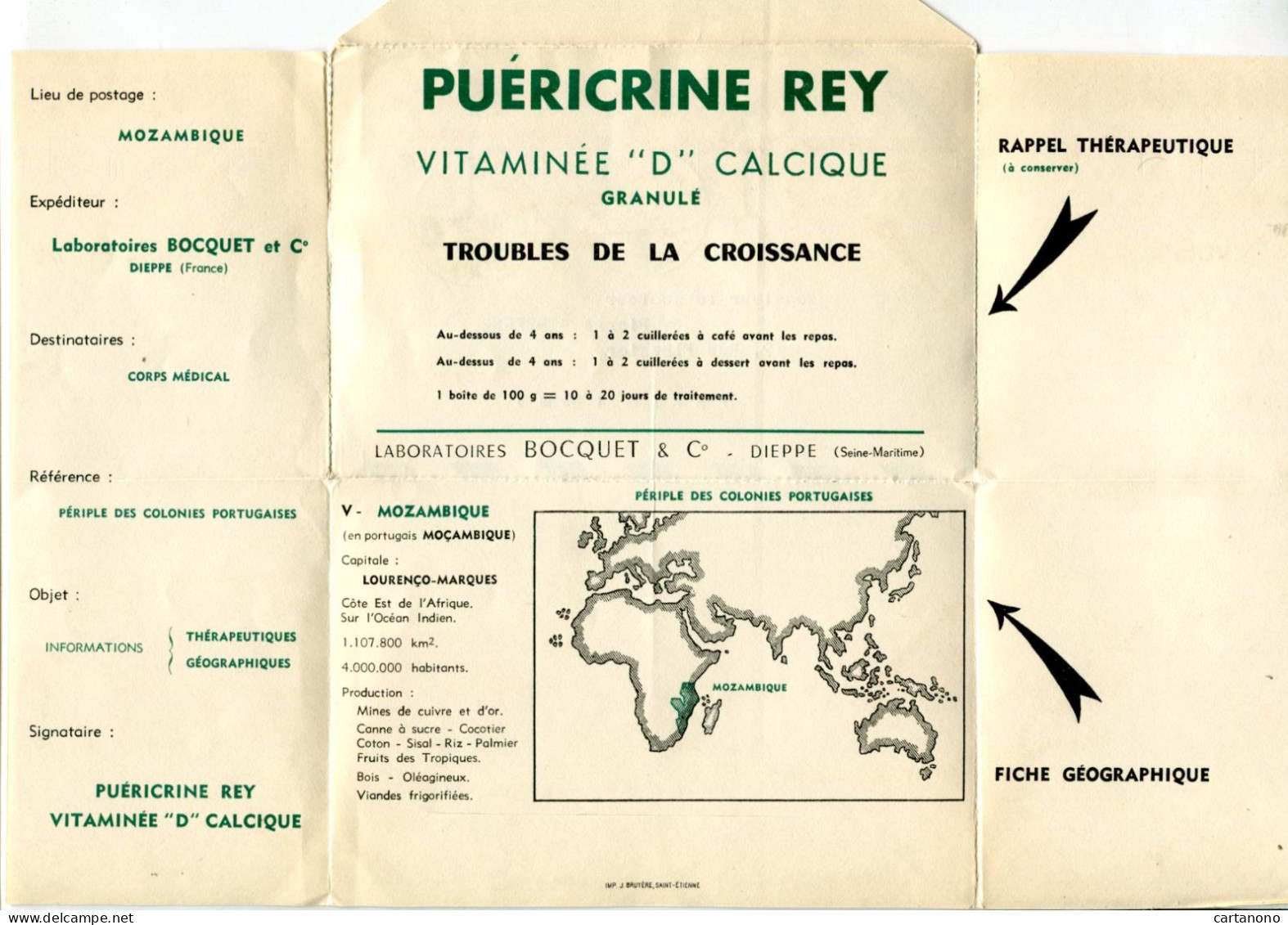 MOZAMBIQUE -  Affranchissement Sur Lettre Par Avion - Papillon / Carte Géographique - Pub Pharmaceutique - Mozambique