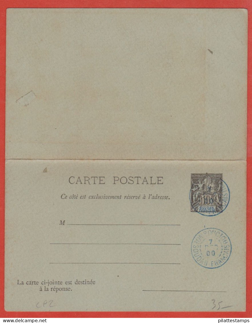 SOUDAN ENTIER POSTAL DE 1900 DE TOMBOUCTOU - Briefe U. Dokumente