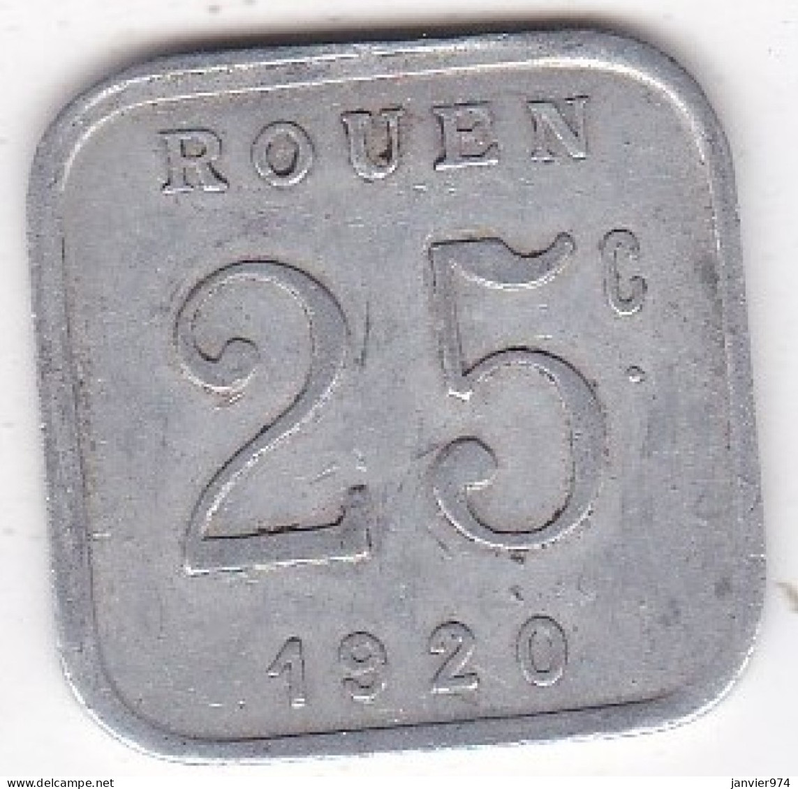 76. Seine-Maritime. Rouen. Ligue Des Commerçants. 25 Centimes 1920, En Aluminium - Monetary / Of Necessity