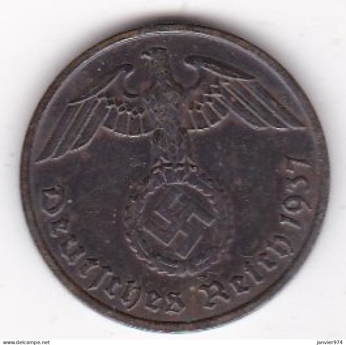 2 Reichspfennig 1937 F STUTGART, En Bronze - 2 Reichspfennig