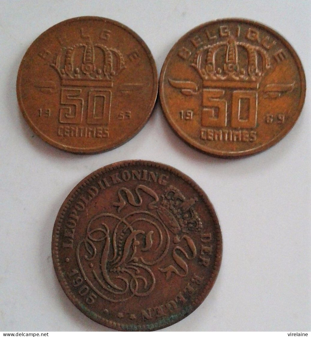 BELGIQUE 50 CENTS 1969 6 BELGIE 50 CENTS 1953  BELGEN  2 CENTS  1905 Voir Détail Photos  (B06 21) - 2 Centimes