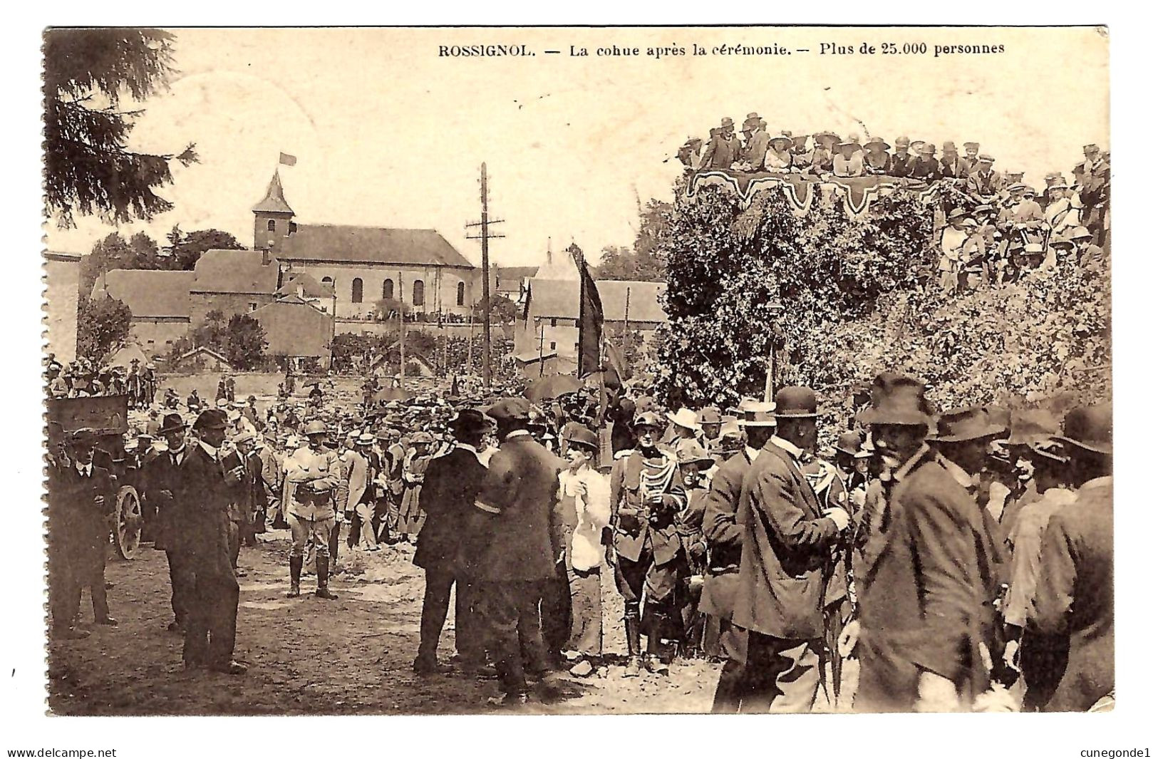 CPA ROSSIGNOL ( TINTIGNY ARLON ) : Cohue Après Cérémonie MILITARIA - Plus De 25.000 Pers. Circulée 1921 - 2 Scans - Tintigny