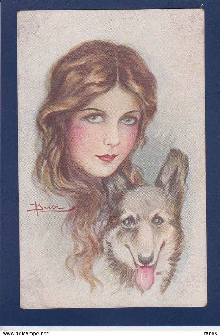 CPA BUSI Art Déco Illustrateur Italien Non Circulé Femme Women 170-3 Chien Berger Allemand - Busi, Adolfo