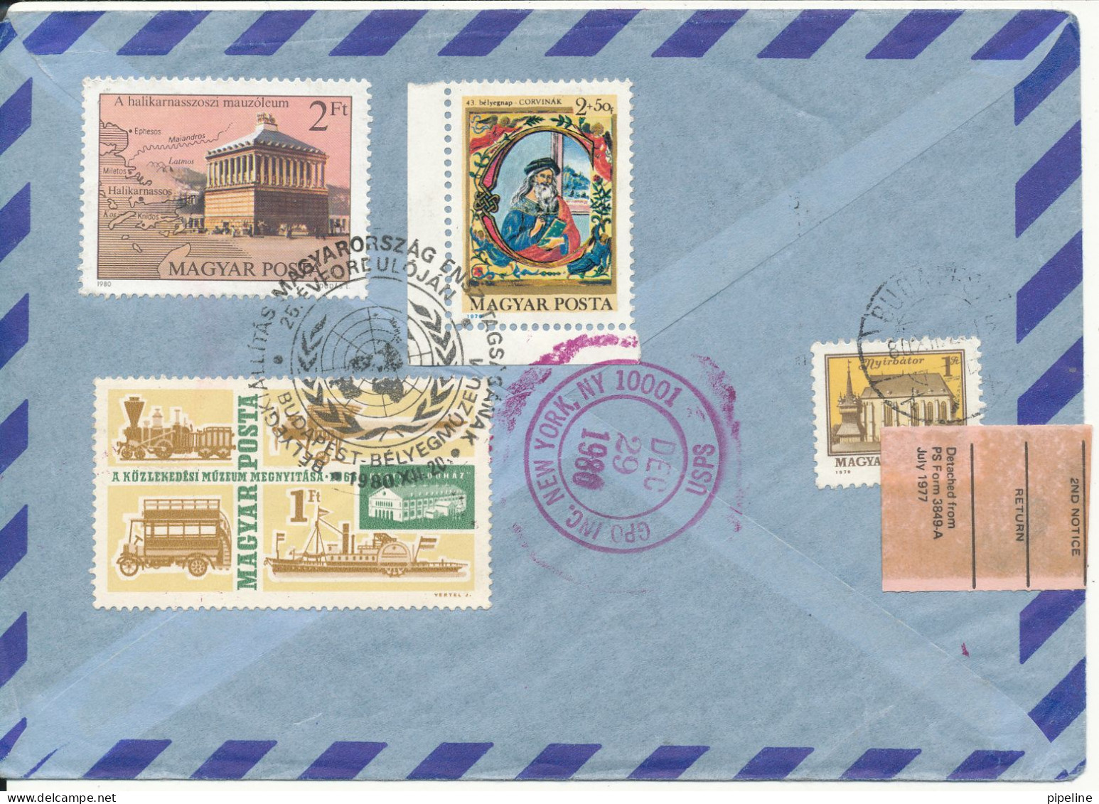 Hungary Registered Air Mail Cover Sent To USA 20-12-1980 Unclaimed And Returned To Sender With A Lot Of Stamps On Front - Covers & Documents