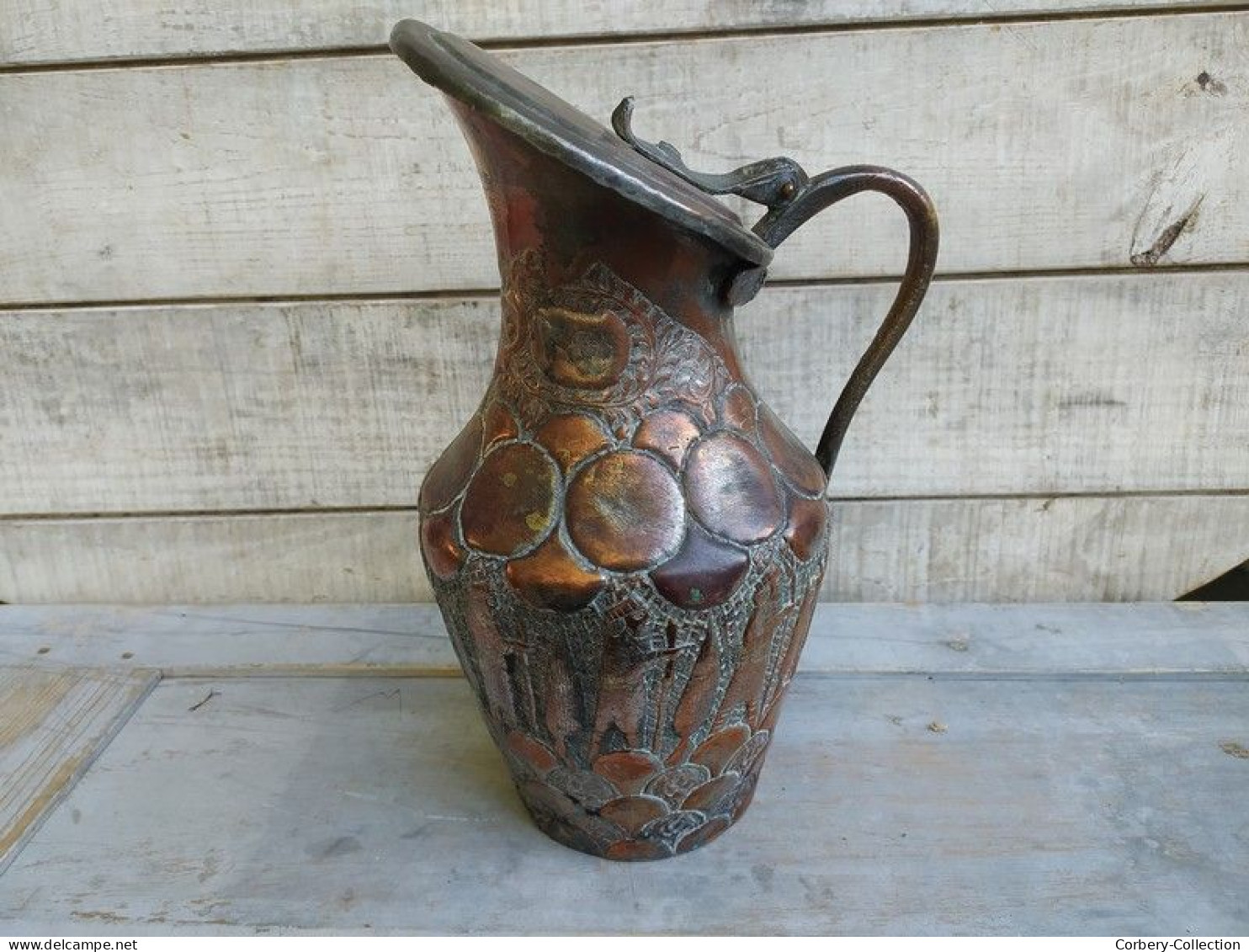 Ancien Pichet Perse Dinanderie XIXème Antique Copper Persian Pitcher - Art Oriental