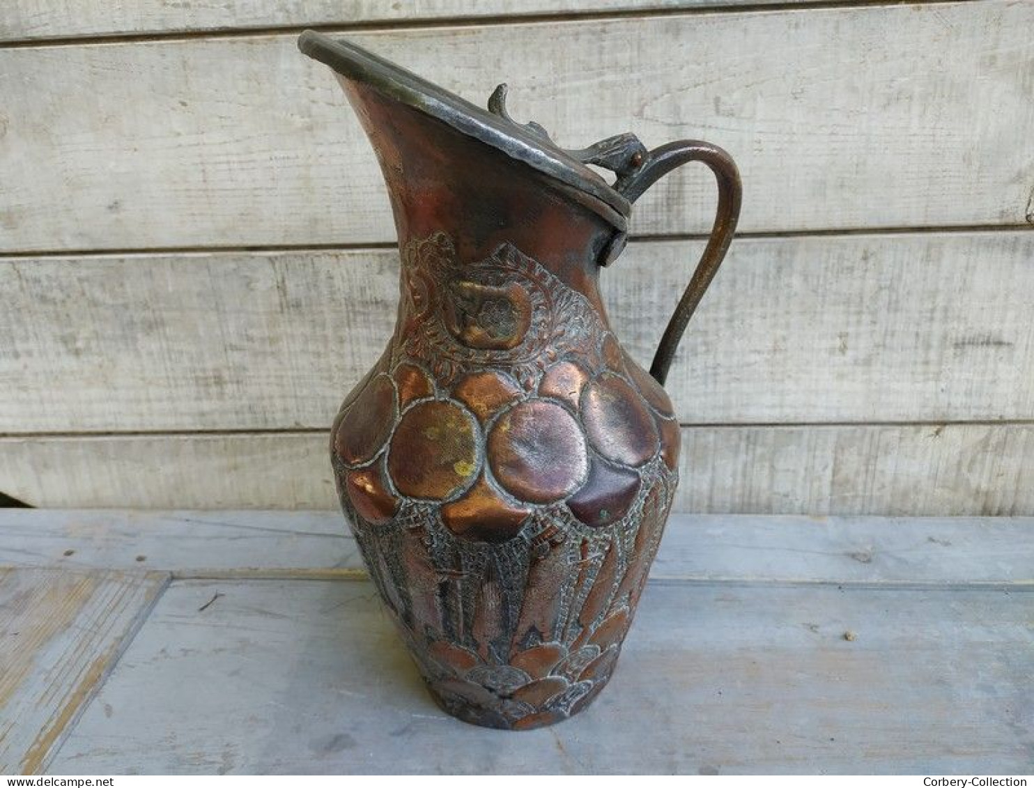 Ancien Pichet Perse Dinanderie XIXème Antique Copper Persian Pitcher