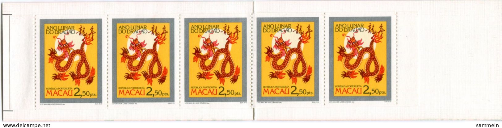 MACAO 588 C MH Mnh - Chinesisches Jahr Des Drachen, Chinese Year Of The Dragon, Année Chinoise Du Dragon - MACAU - Postzegelboekjes