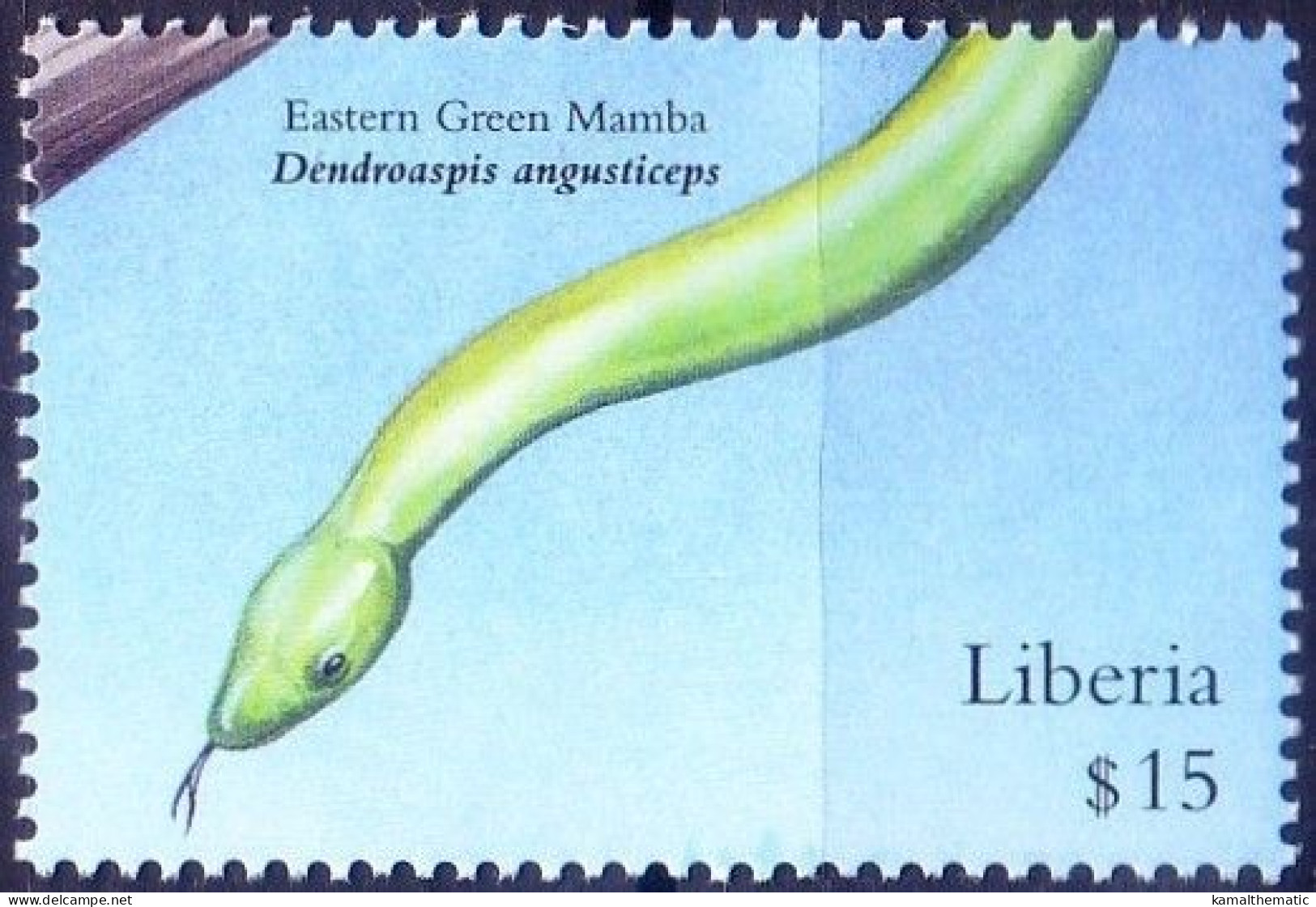 Eastern Green Mamba, Snakes, Reptiles, Liberia 1999 MNH - Serpents