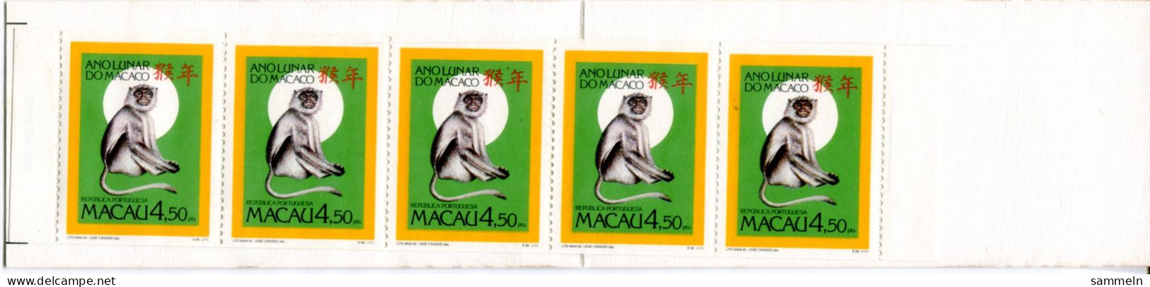 MACAO 694 C MH Mnh - Chinesisches Jahr Des Affen, Chinese Year Of The Monkey, Année Chinoise Du Singe - MACAU - Cuadernillos