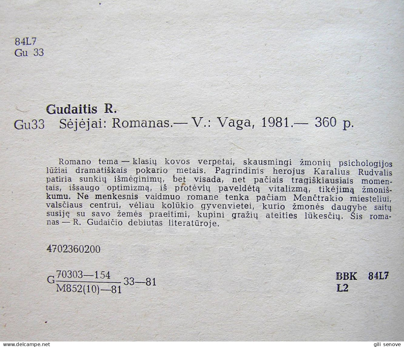 Lithuanian Book / Sėjėjai Gudaitis 1981 - Cultura