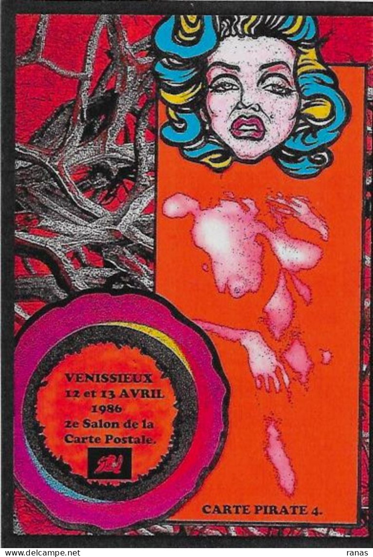CPM Lardie JIHEL Salon Pirate Tirage Limité En 30 Exemplaires Signés Nu Féminin Vénissieux 1986 - Sammlerbörsen & Sammlerausstellungen