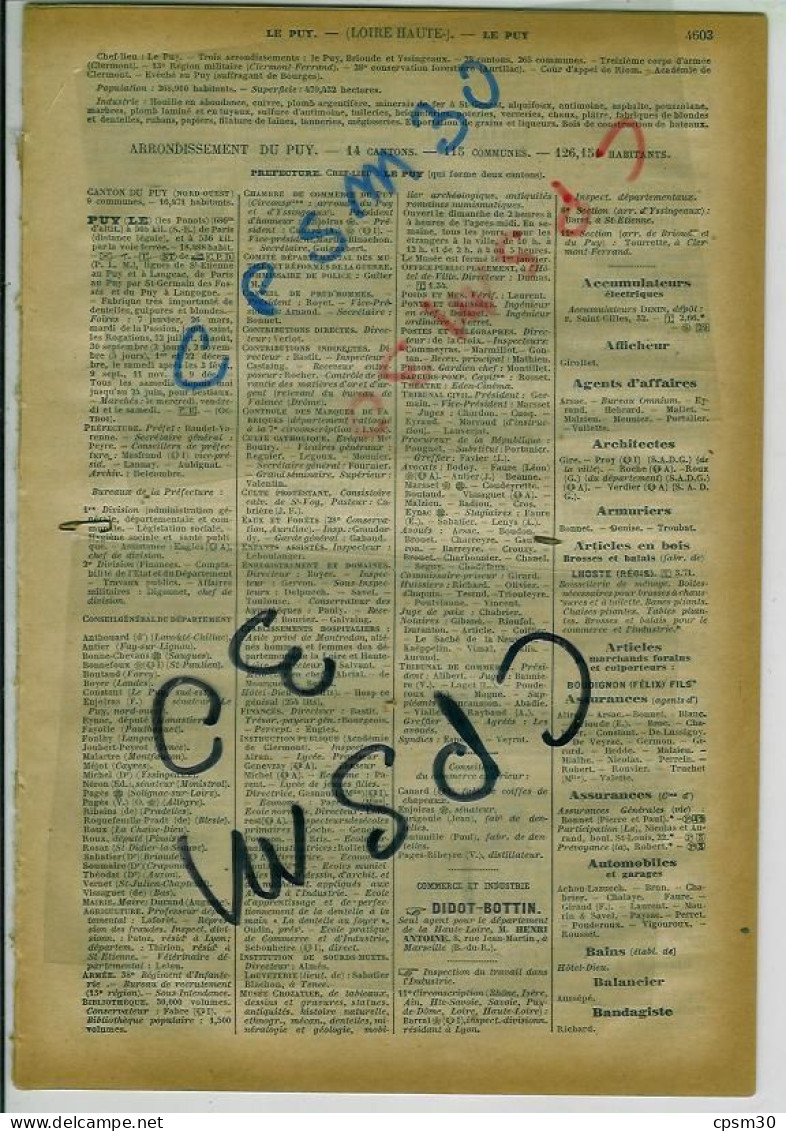 ANNUAIRE - 43 - Département Haute Loire - Année 1925 - édition Didot-Bottin - 27 Pages - Telefonbücher