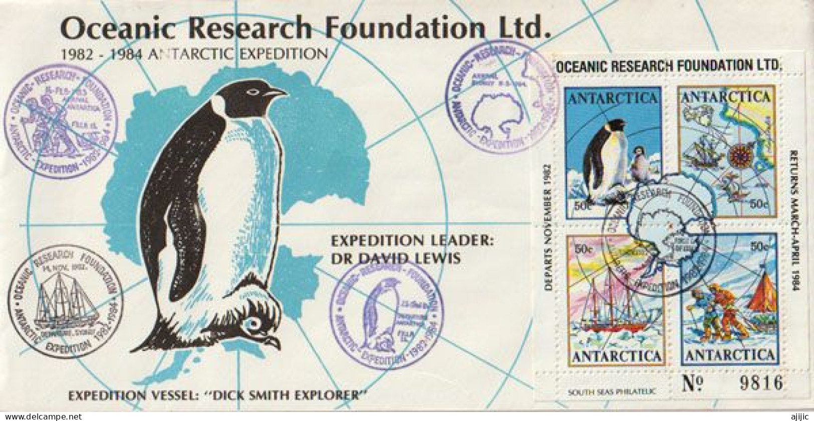 ANTARCTIC OCEANIC RESEARCH EXPEDITION. Filla Island (Rauer Archipelago) Miniature Sheet. 1982-1984 - Lettres & Documents