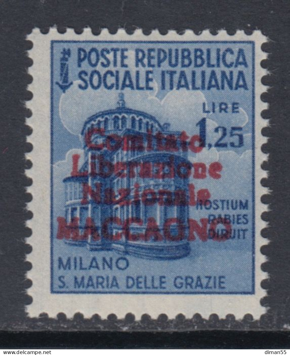 ITALIA - C.L.N. MACCAGNO  N.6  Firmato RAYBAUDI Cat. 375 Euro MNH**  Gomma Integra - Comitato Di Liberazione Nazionale (CLN)