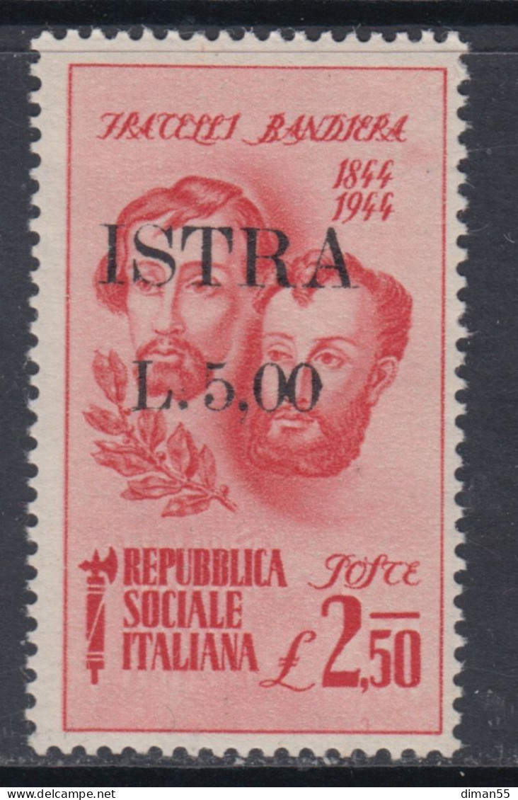 ISTRIA OCC. YUGOSLAVA - Fratelli Bandiera - 5 Lire - Sassone N.33 - Cv 425 Euro - Gomma Integra - MNH** - Yugoslavian Occ.: Istria