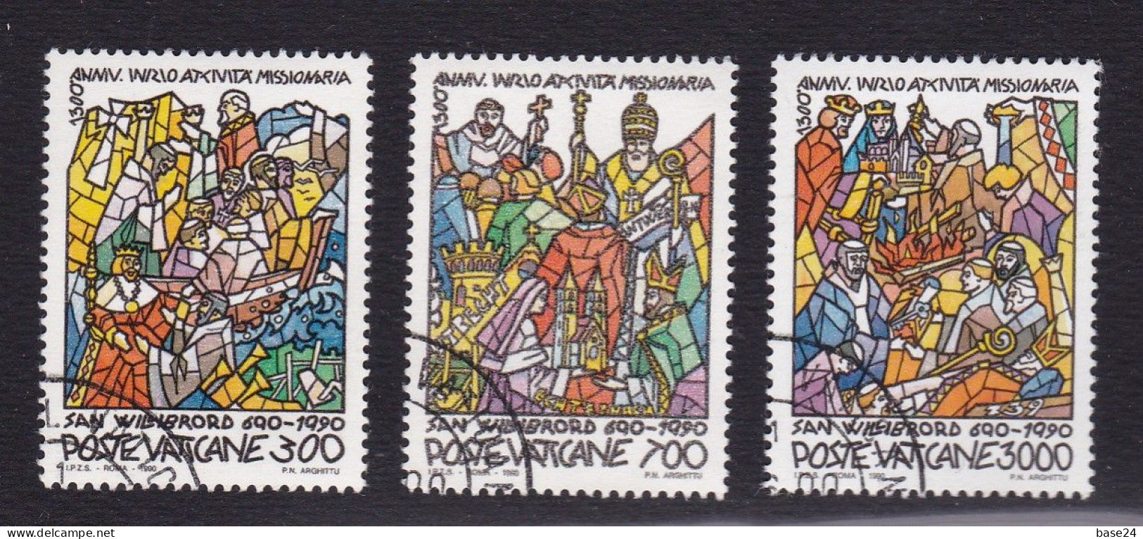 1990 Vaticano Vatican SAN WILLIBRORD Serie Di 3 Valori Usata Con Gomma USED With Gum - Used Stamps