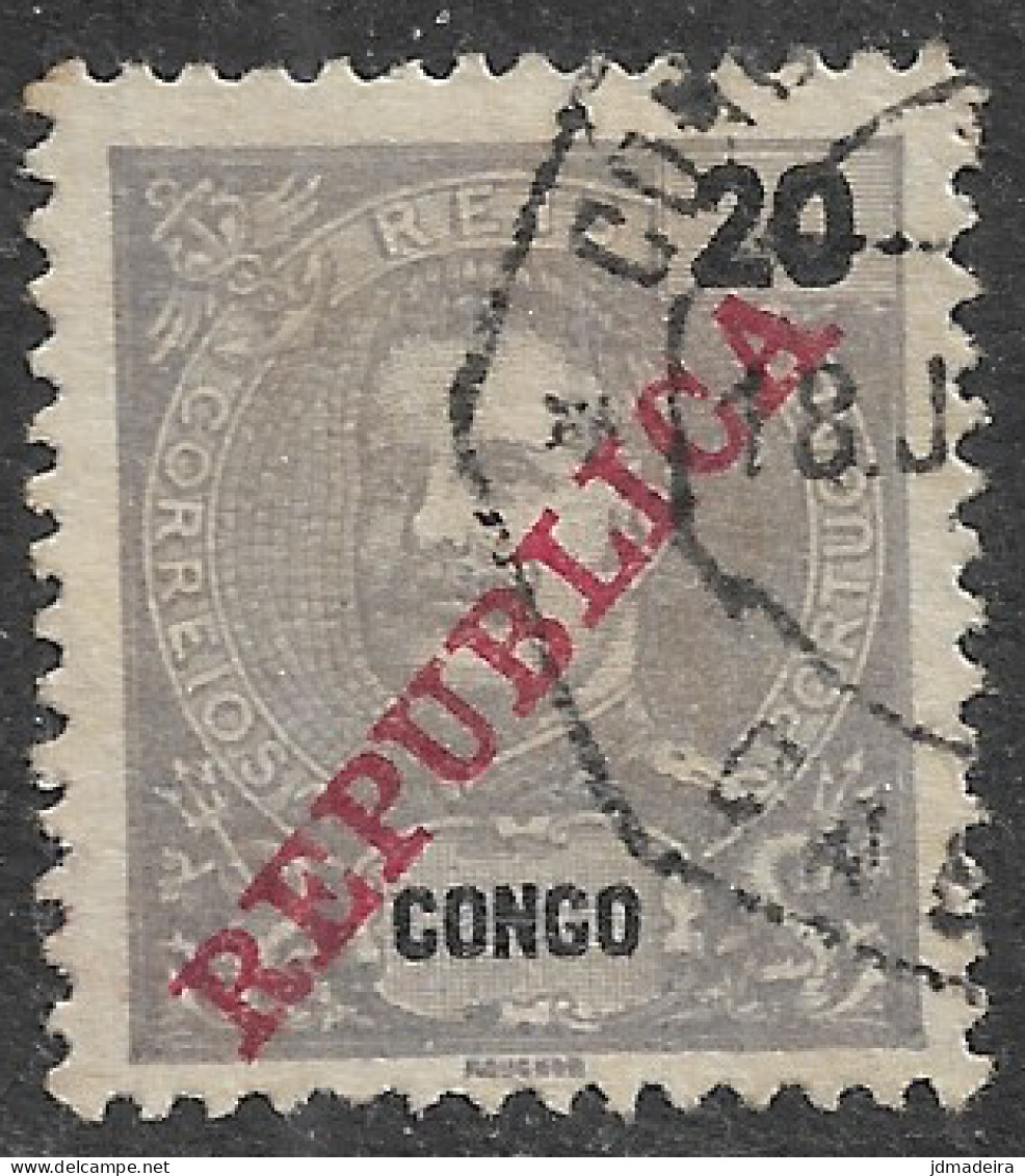 Portuguese Congo – 1911 King Carlos Overprinted REPUBLICA 20 Réis Used Stamp - Portugees Congo