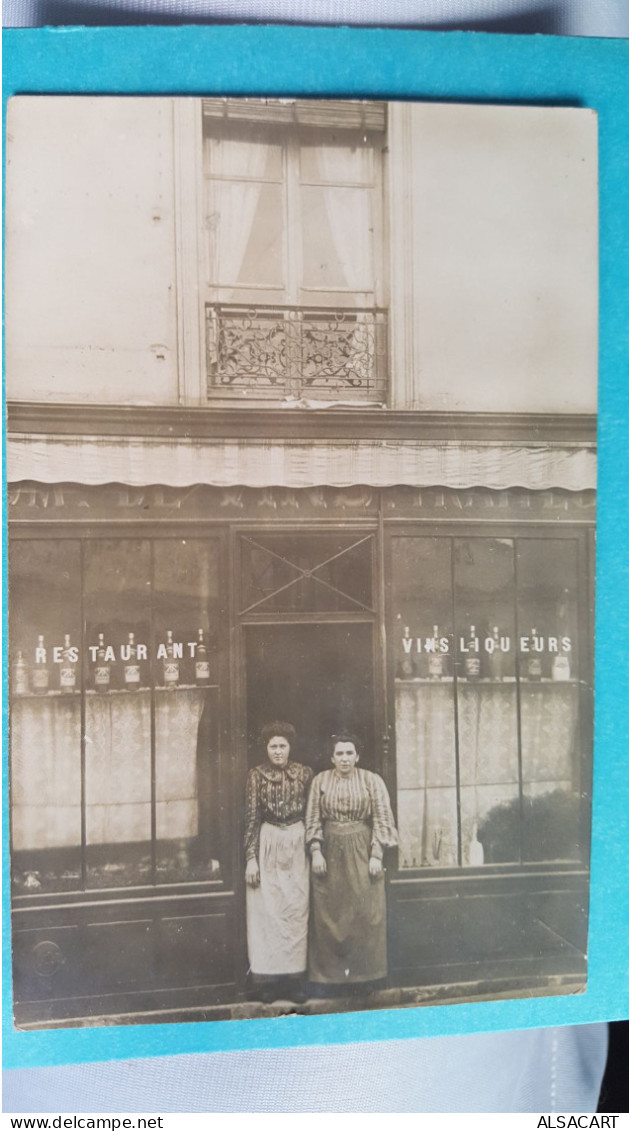 Carte Photo Clichy , Rue Du Bois , Café Rangeon , Carte écrite Par Le Propriétaire - Cafes