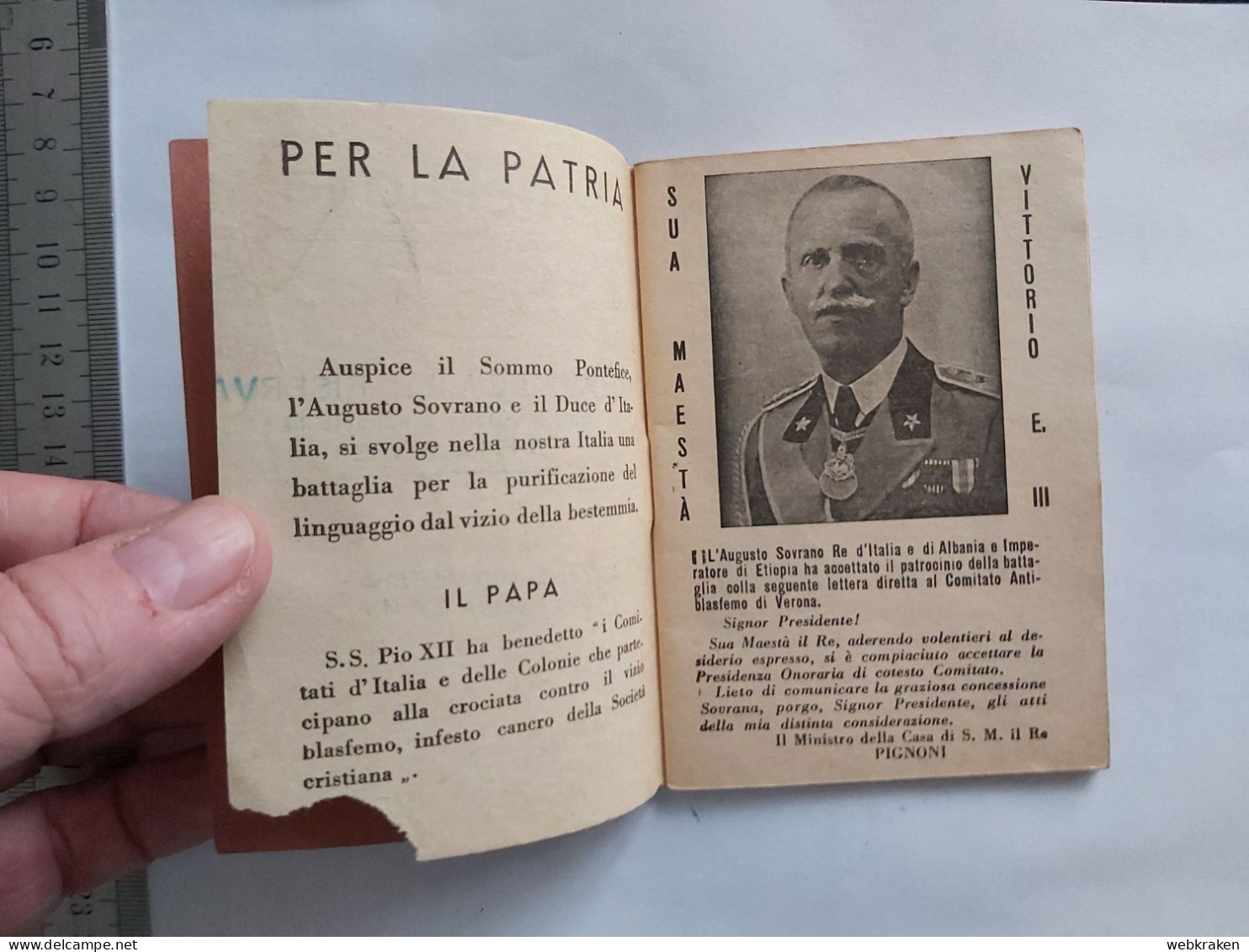 LIBRETTO PERIODO FASCIO AI SOLDATI D'ITALIA RE MUSSOLINI OSPEDALE TRIESTE - Other & Unclassified