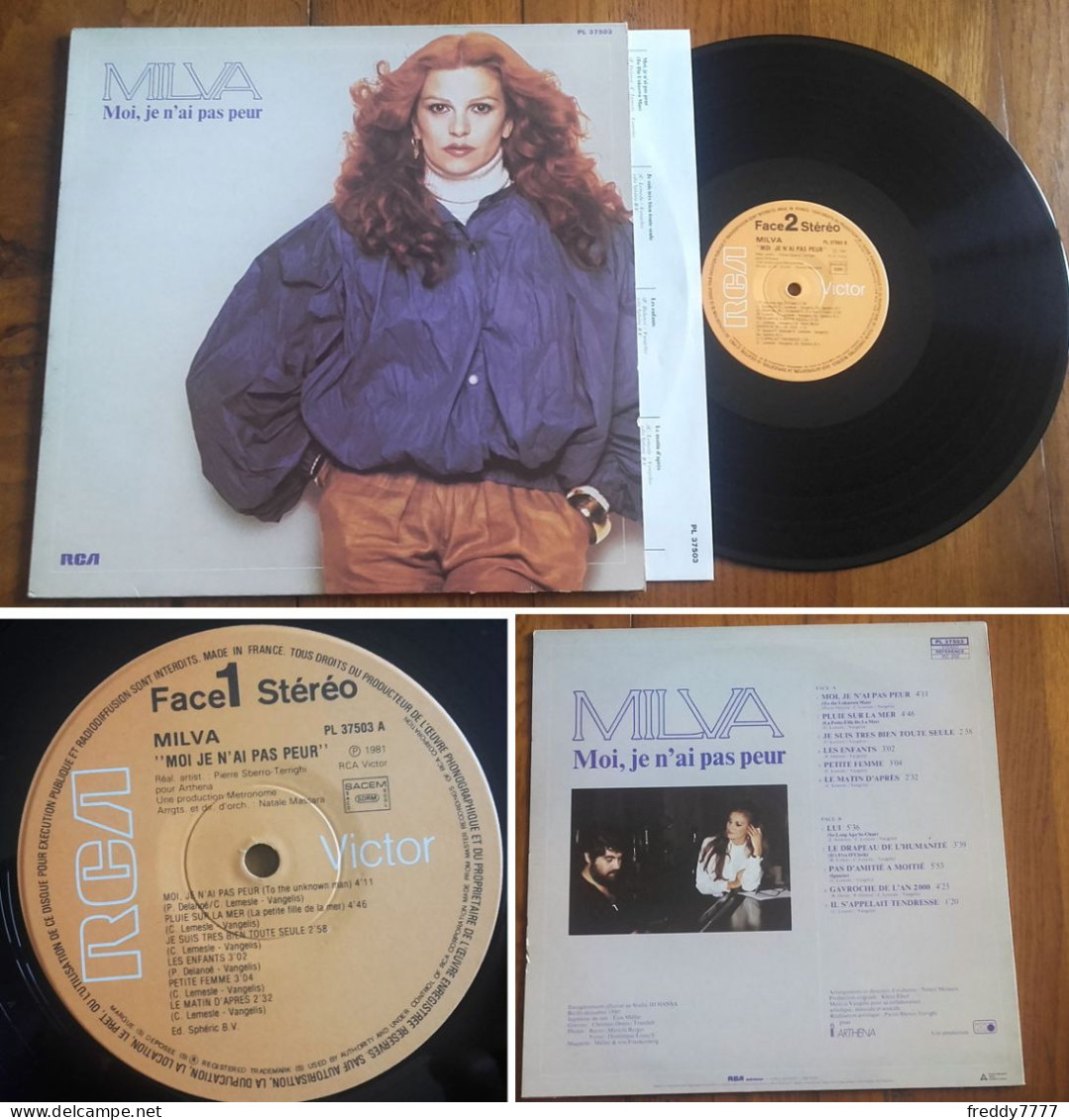 RARE French LP 33t RPM (12") MILVA «Moi, Je N'ai Pas Peur» (10 Titles Composed By Vangelis, 1981) - Collector's Editions