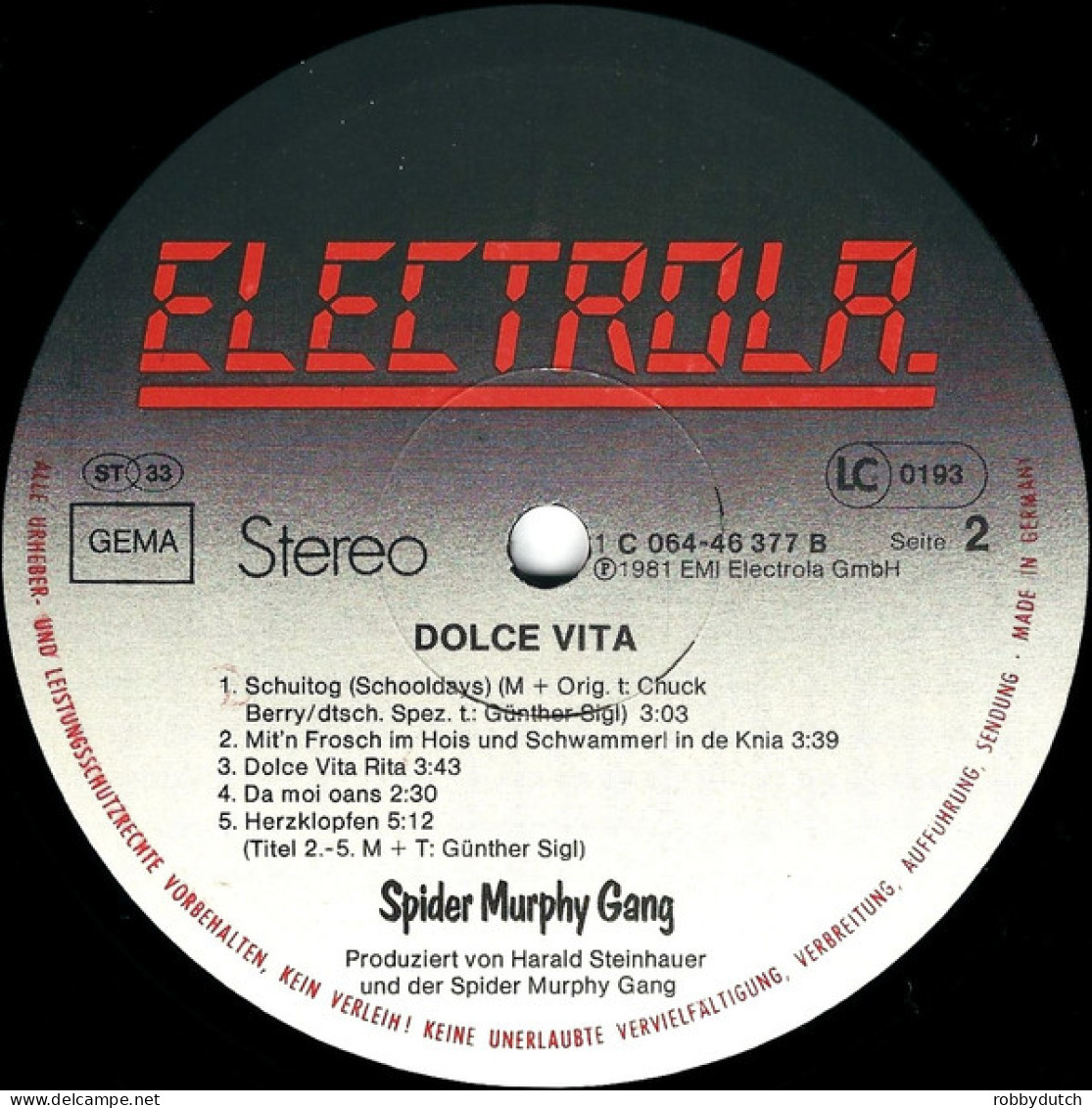 * LP *  SPIDER MURPHY GANG - DOLCE VITA (Germany 1981 EX) - Sonstige - Deutsche Musik