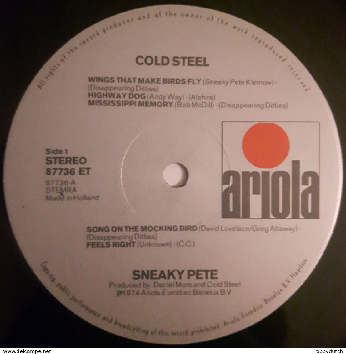 * LP *  SNEAKY PETE (KLEINOW) - COLD STEEL (Holland 1974 EX-) - Country & Folk