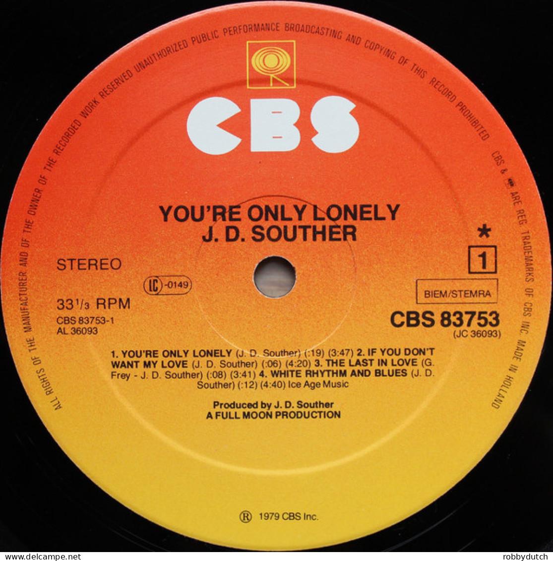 * LP *  J.D. SOUTHER - YOU'RE ONLY LONELY (Europe 1979) - Country En Folk
