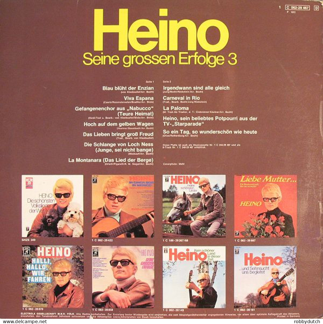* LP *  HEINO - SEINE GROSSEN ERFOLGE 3 (Holland 1972 EX) - Autres - Musique Allemande