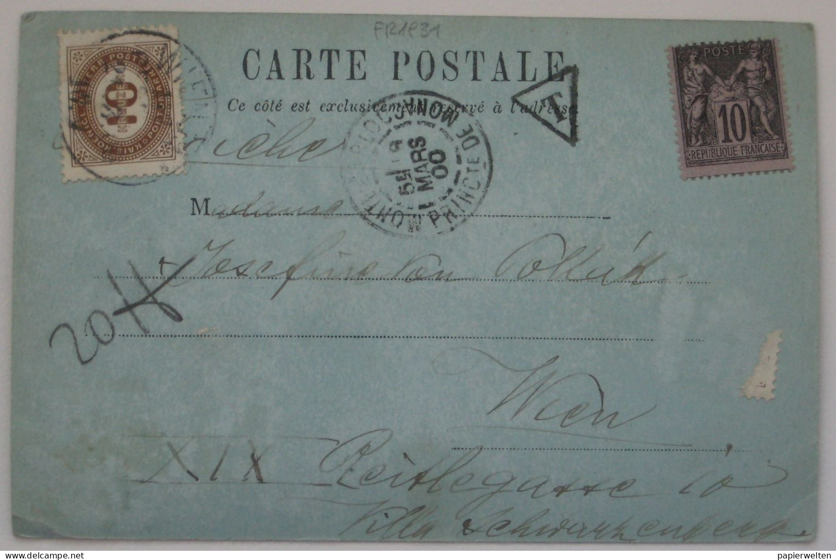 Monaco - Mondscheinkarte "Monte Carlo" / Nachgebühr, Nachporto, Taxiert 1900 - La Condamine