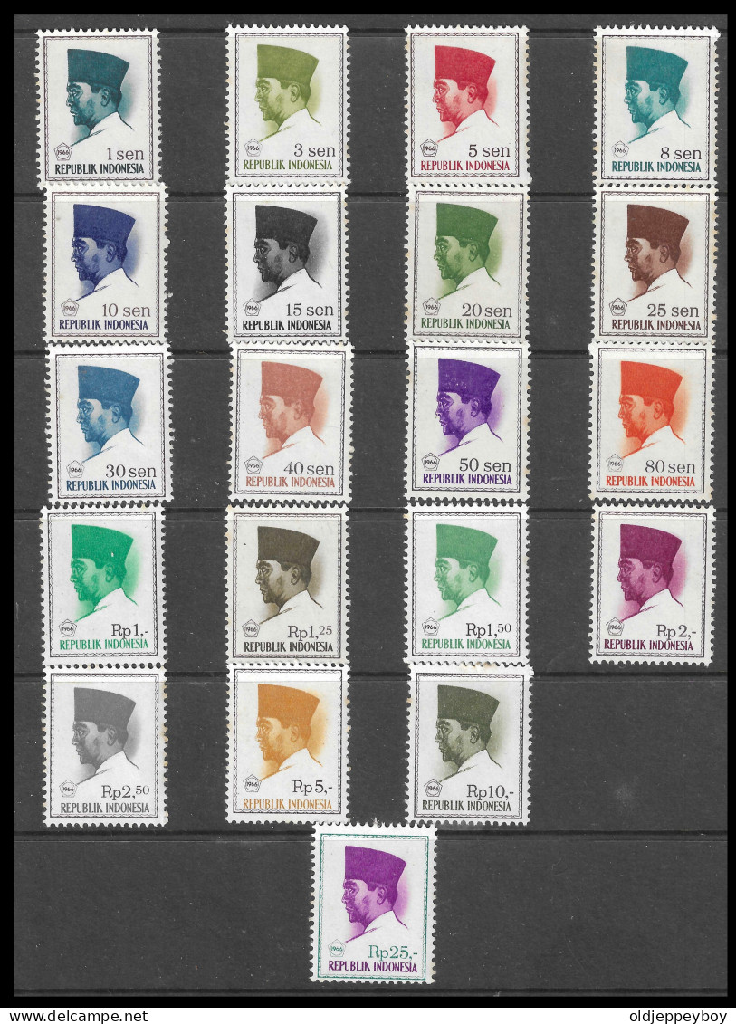 Indonesia. 1966. Presidente Sukarno. 3 DIF FULL SETS MNH** - Indonesia