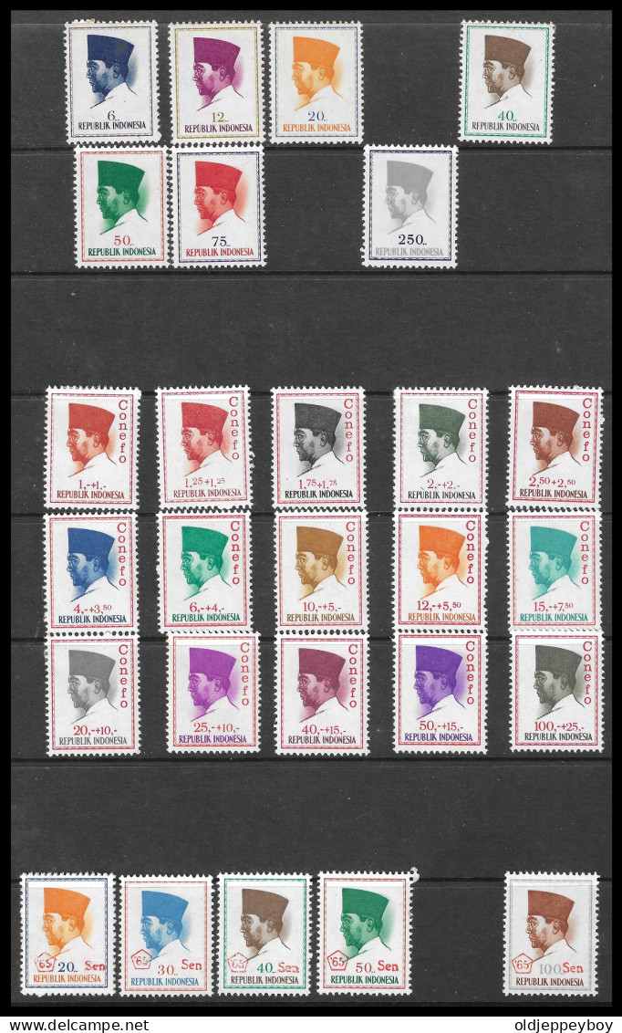 Indonesia. 1966. Presidente Sukarno. 3 DIF FULL SETS MNH** - Indonesia