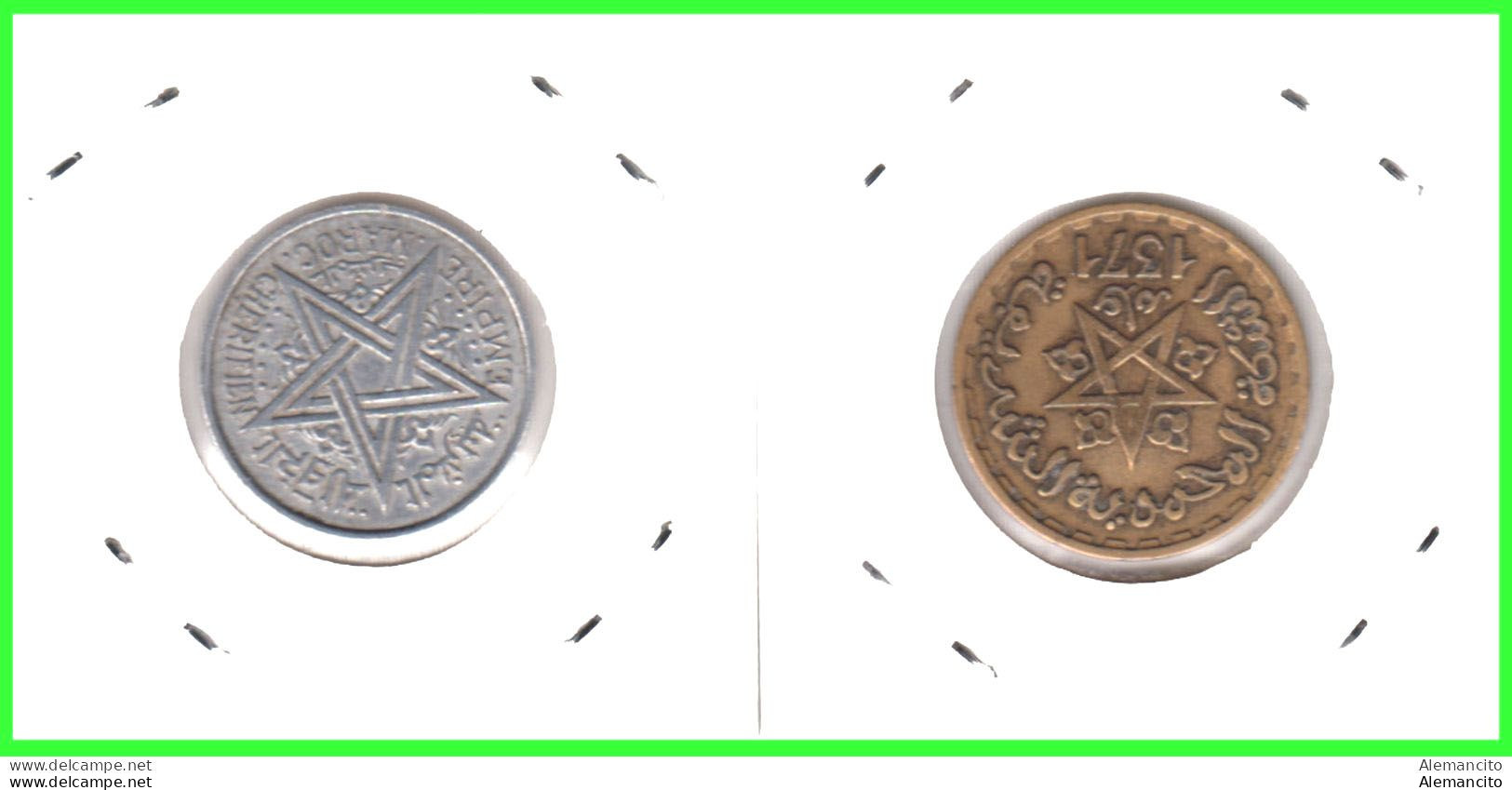 MARRUECOS ( FRANCES ) 2 MONEDAS –  UNA DE 2 FRANCS Y OTRA DE 20 FRANCOS DE LOS AÑOS 1951-52 - Morocco