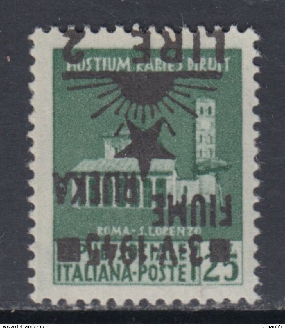 FIUME OCC. YUGOSLAVA - Sass. N.14aa- Cv 130 Euro - VARIETA' SOPRASTAMPA CAPOVOLTA - MNH** - GOMMA INTEGRA - Joegoslavische Bez.: Fiume