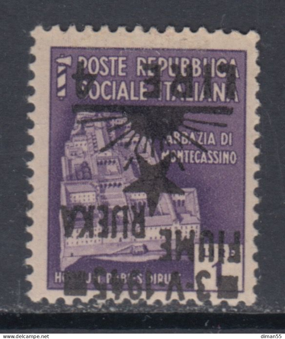 FIUME OCC. YUGOSLAVA - Sass. N.15aa - Cv 130 Euro - VARIETA' SOPRASTAMPA CAPOVOLTA - MNH** -GOMMA INTEGRA - Occ. Yougoslave: Fiume