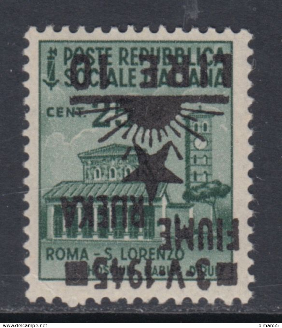 FIUME OCC. YUGOSLAVA - Sass. N.18aa - Cv 130 Euro - VARIETA' SOPRASTAMPA CAPOVOLTA - MNH - GOMMA INTEGRA - Jugoslawische Bes.: Fiume