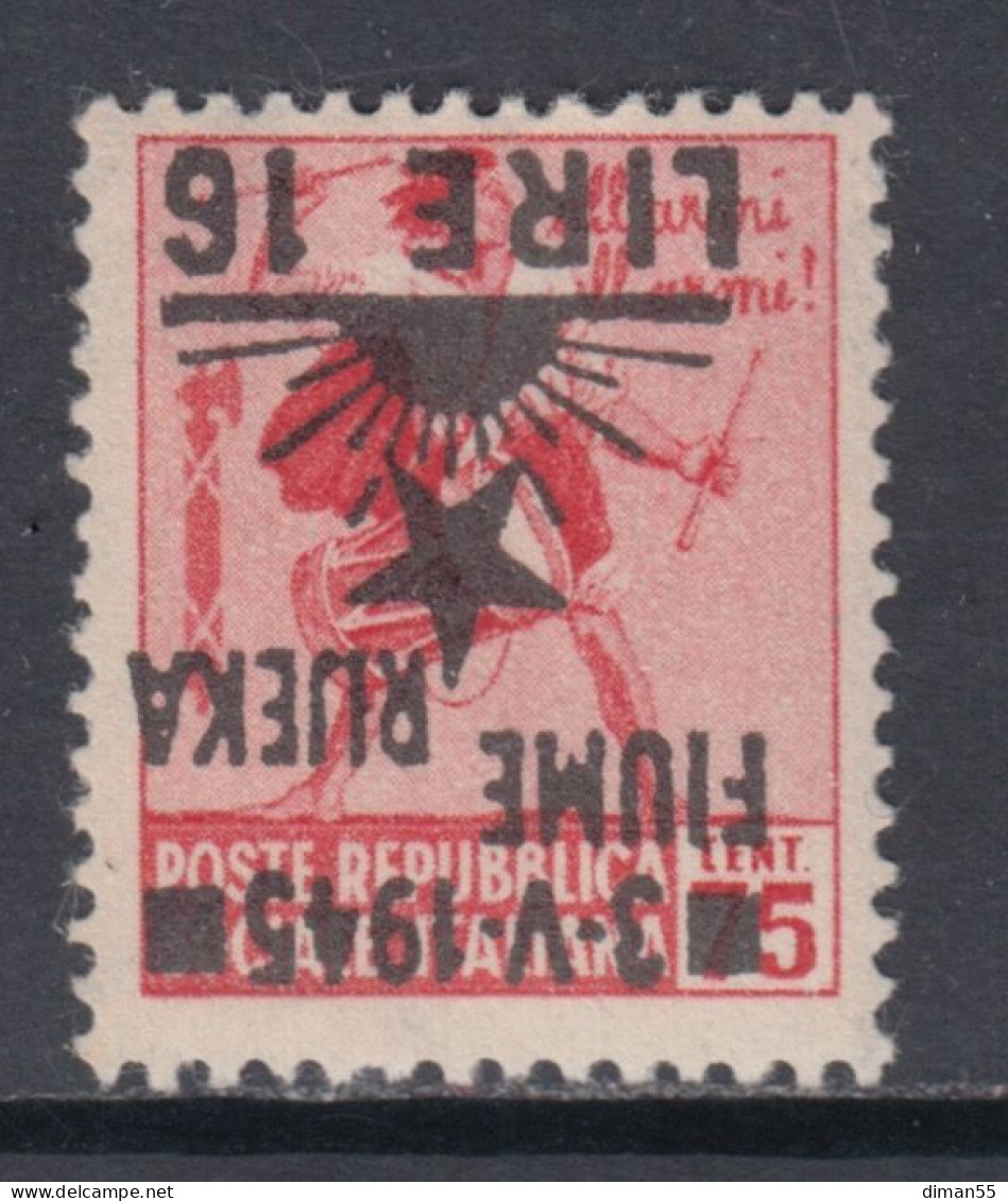 FIUME OCC. YUGOSLAVA - Sass. N.19aa - Cv 260 Euro - VARIETA' SOPRASTAMPA CAPOVOLTA - MNH - GOMMA INTEGRA - Occup. Iugoslava: Fiume