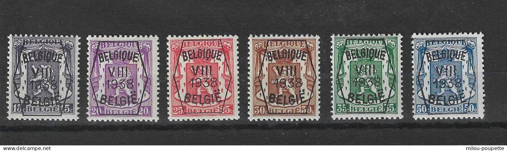 TIMBRES BELGIQUE Préoblitérés  PRE 375/380XX - Typografisch 1936-51 (Klein Staatswapen)