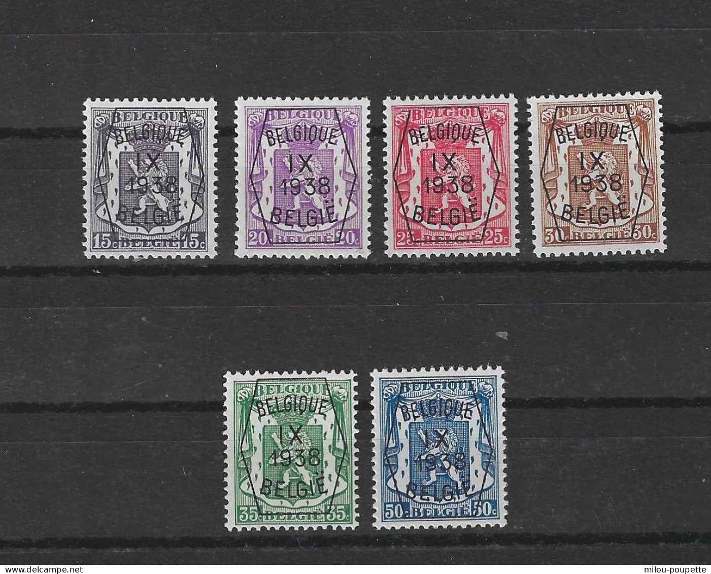 TIMBRES BELGIQUE Préoblitérés  PRE 381/386XX - Tipo 1936-51 (Sigillo Piccolo)