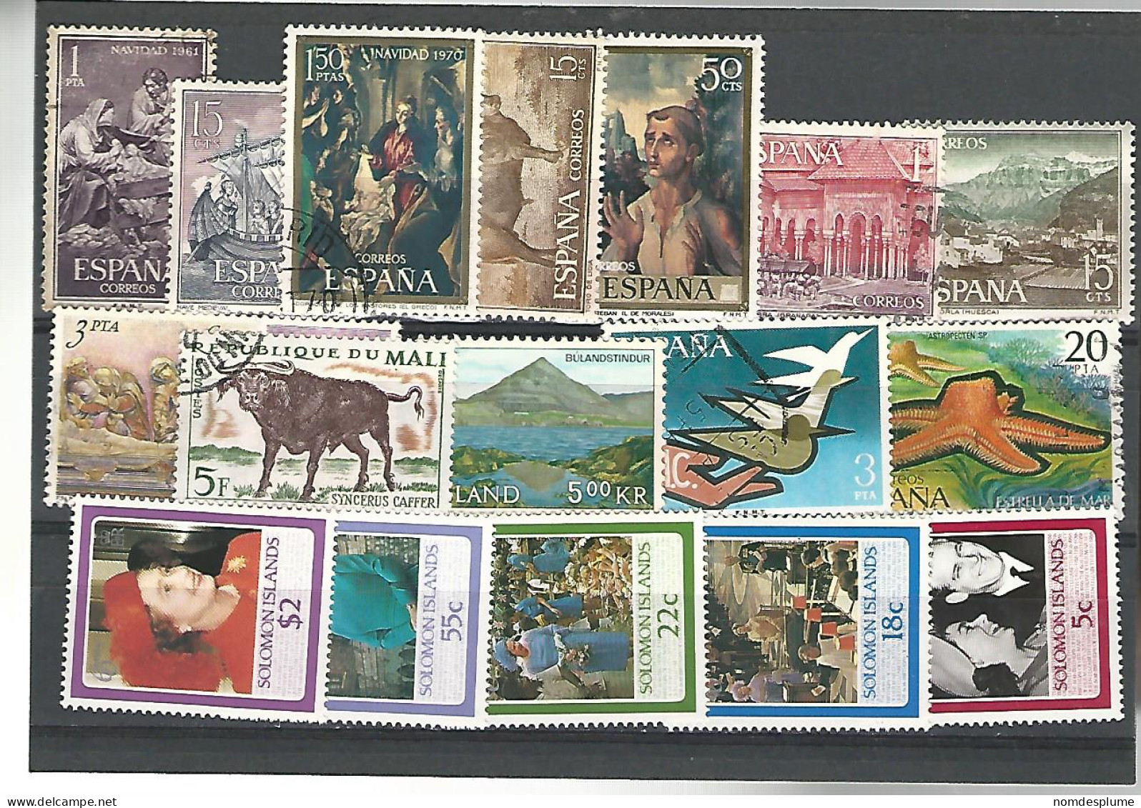 52524 ) Collection World Spain Mali Iceland Soloman Islands - Collections (sans Albums)