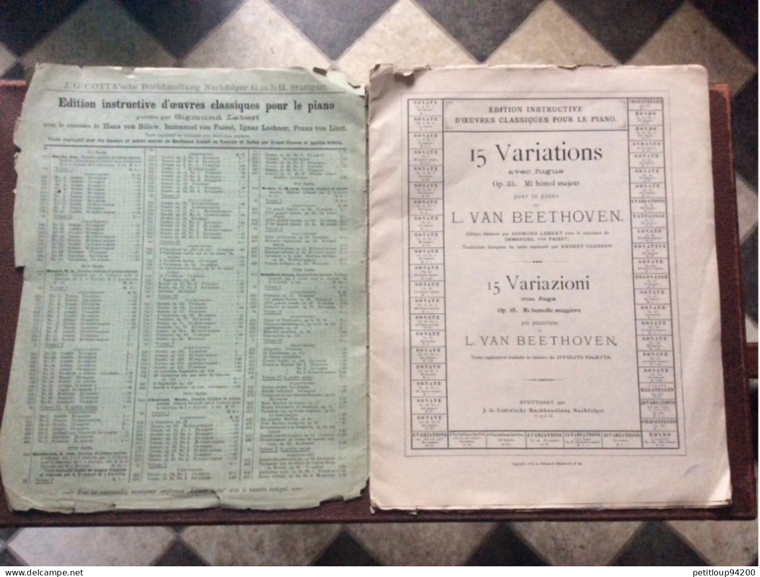 L.VAN BEETHOVEN  Sonates Et Autres Œuvres  ÉDITION COTTA  Stuttgart - Instruments à Clavier