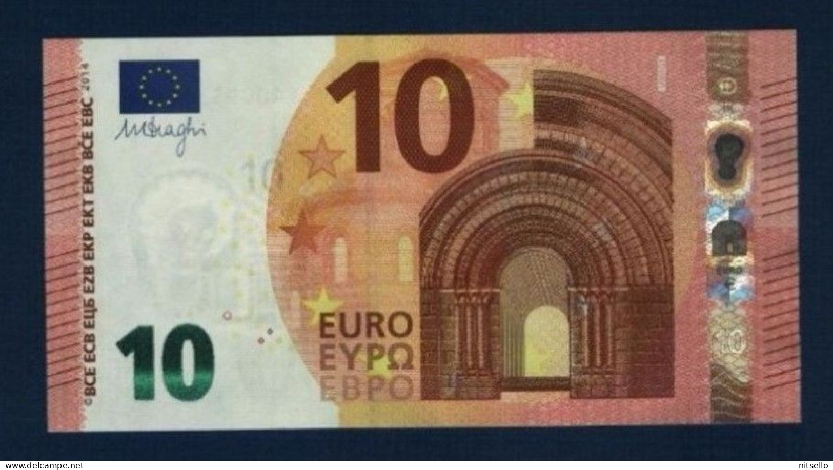 BILLETES  ///   2 SCANS ESPAÑA BILLETE DE 10€  USADO BUENA CONSERVACION   AÑO 2014    FIRMA DE MARIO DRAGHI - 10 Euro