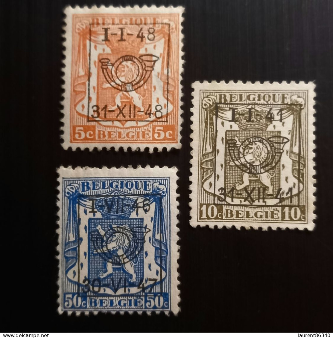 Belgique 1941, 1949 & 1948 Overprint Of 1936 Series – 5c,10c & 50 Fr Used - Other & Unclassified