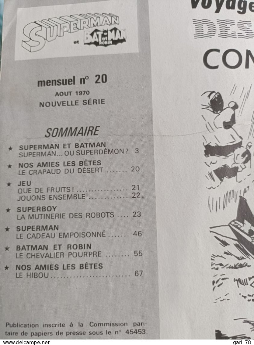 SUPERMAN Et BATMAN Et ROBIN N° 20 - Aout 1970 - Superman